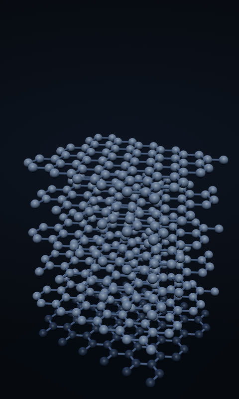 Six flat graphene layers, slate grey, at 286 K